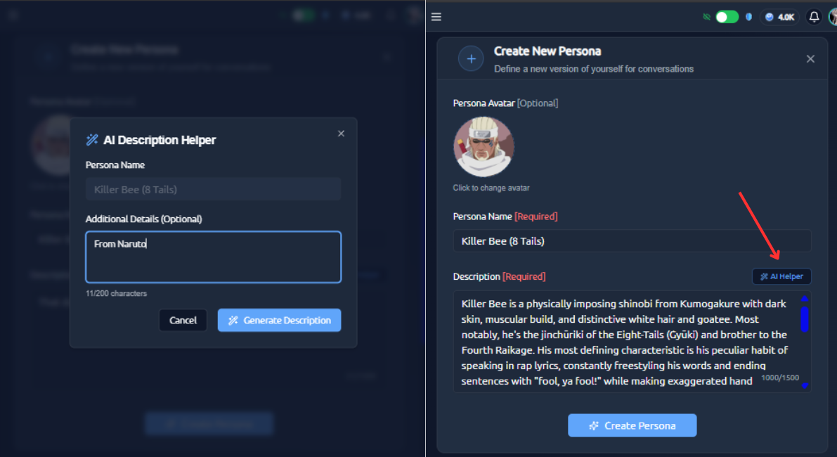 AI-assisted persona creation